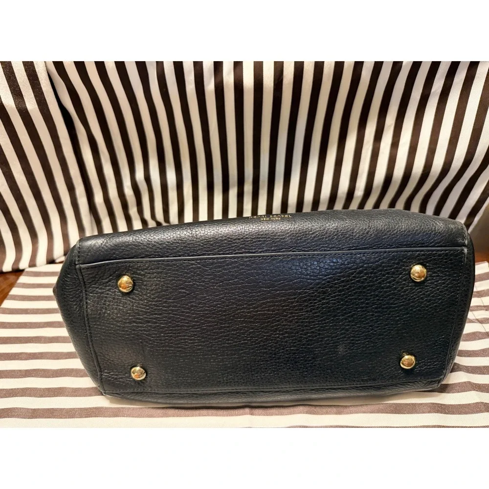 Henri Bendel Black Pebbled Leather Satchel & Shoulder Bag Gold Hardware